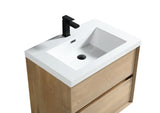 SLIM 30" White Oak Wall Mounted Vanity Reinforced Acrylic Sink - MEBO Building Materials