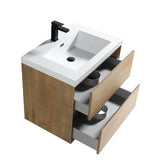 SLIM 30" White Oak Wall Mounted Vanity Reinforced Acrylic Sink - MEBO Building Materials