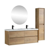 SLIM 60" White Oak Wall Mounted Vanity Reinforced Acrylic Sink - MEBO Building Materials