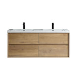 SLIM 60" White Oak Wall Mounted Vanity Reinforced Acrylic Sink - MEBO Building Materials