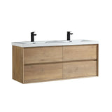SLIM 60" White Oak Wall Mounted Vanity Reinforced Acrylic Sink - MEBO Building Materials