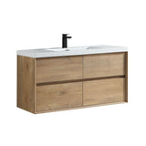 SLIM 48" White Oak Wall Mounted Vanity Reinforced Acrylic Sink - MEBO Building Materials