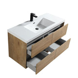 SLIM 48" White Oak Wall Mounted Vanity Reinforced Acrylic Sink - MEBO Building Materials