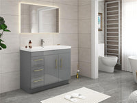Arisa 42" Glossy Gray Freestanding Vanity With Single Acrylic Sink - MEBO Building Materials