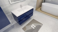 Moravia 42" Wall Mounted Modern Vanity With Single White Acrylic Sink - MEBO Building Materials