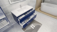 Moravia 42" Wall Mounted Modern Vanity With Single White Acrylic Sink - MEBO Building Materials