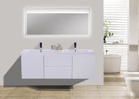 Moravia 60" Wall Mounted Modern Vanity With Double White Acrylic Sink - MEBO Building Materials