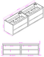 Loul 72" Double Floating Bathroom Vanity with Reinforced Acrylic Sink - MEBO Building Materials