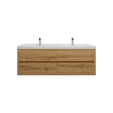 Loul 60" Double Floating Bathroom Vanity with Reinforced Acrylic Sink - MEBO Building Materials