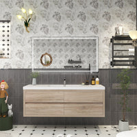 Loul 60" Single Floating Bathroom Vanity with Reinforced Acrylic Sink - MEBO Building Materials