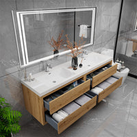 Loul 72" Double Floating Bathroom Vanity with Reinforced Acrylic Sink - MEBO Building Materials