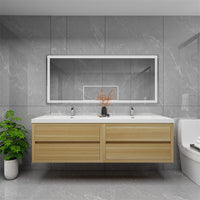 Loul 72" Double Floating Bathroom Vanity with Reinforced Acrylic Sink - MEBO Building Materials