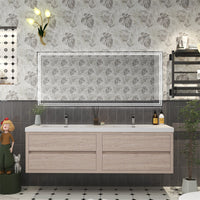 Loul 72" Double Floating Bathroom Vanity with Reinforced Acrylic Sink - MEBO Building Materials
