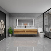 Loul 84" Floating Bathroom Vanity with Reinforced Acrylic Sink