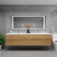 Loul 84" Floating Bathroom Vanity with Reinforced Acrylic Sink