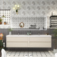 Loul 84" Floating Bathroom Vanity with Reinforced Acrylic Sink