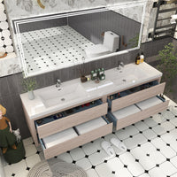 Loul 84" Floating Bathroom Vanity with Reinforced Acrylic Sink
