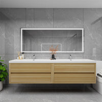 Loul 84" Floating Bathroom Vanity with Reinforced Acrylic Sink