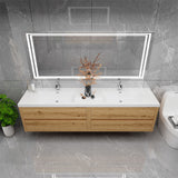 Loul 84" Floating Bathroom Vanity with Reinforced Acrylic Sink