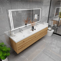 Loul 84" Floating Bathroom Vanity with Reinforced Acrylic Sink