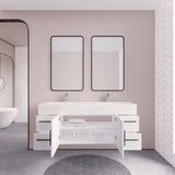 Arisa 60" Glossy White Wall Mounted Vanity with Double Acrylic Sink - MEBO Building Materials