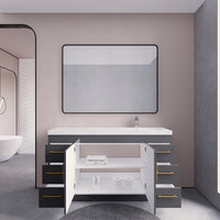 Arisa 60" Glossy Gray Freestanding Vanity With Single Right Acrylic sink - MEBO Building Materials