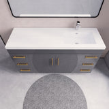 Arisa 60" Glossy Gray Freestanding Vanity With Single Right Acrylic sink - MEBO Building Materials