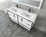 MATTHEW 60" GLOSSY WHITE FREESTANDING VANITY WITH REINFORCED ACRYLIC SINKS - MEBO Building Materials, LLC