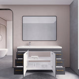Arisa 60" Glossy Gray Freestanding Vanity With Single Left Acrylic sink - MEBO Building Materials