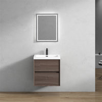 Seavv 24" Red Oak Wall Mounted Vanity with Reinforced Acrylic Single Sink - MEBO Building Materials