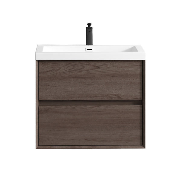 Seavv 30" Red Oak Wall Mounted Vanity with Reinforced Acrylic Single Sink - MEBO Building Materials