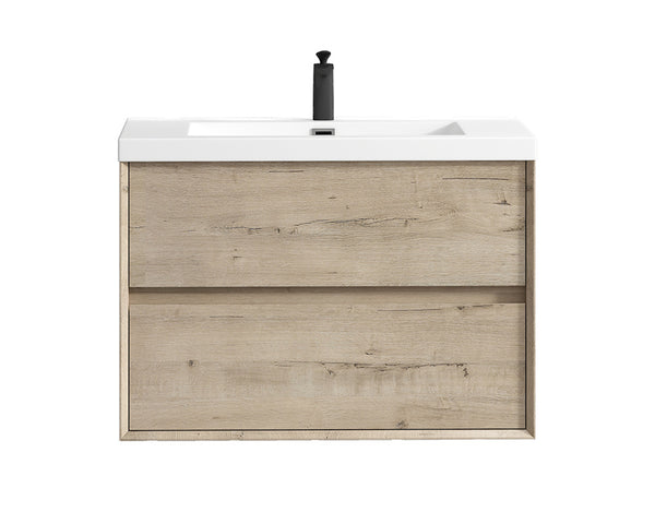 Seavv 36" Light Oak Wall Mounted Vanity With Single Reinforced Acrylic Sink - MEBO Building Materials