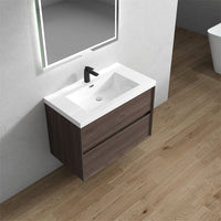 Seavv 36" Red Oak Wall Mounted Vanity with Reinforced Acrylic Single Sink - MEBO Building Materials