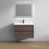 Seavv 36" Red Oak Wall Mounted Vanity with Reinforced Acrylic Single Sink - MEBO Building Materials