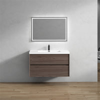 Seavv 42" Red Oak Wall Mounted Vanity with Reinforced Acrylic Single Sink - MEBO Building Materials