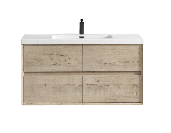 Seavv 48" Light Oak Wall Mounted Vanity With Single Reinforced Acrylic Sink - MEBO Building Materials