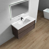 Seavv 48" Red Oak Wall Mounted Vanity with Reinforced Acrylic Single Sink - MEBO Building Materials