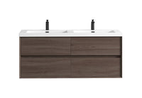 Seavv 59" Red Oak Wall Mounted Vanity with Reinforced Acrylic Double Sink - MEBO Building Materials