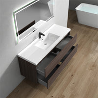 Seavv 59" Red Oak Wall Mounted Vanity with Reinforced Acrylic Single Sink - MEBO Building Materials