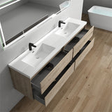 Seavv 84" Light Oak Wall Mounted Vanity With Single Reinforced Acrylic Sink - MEBO Building Materials