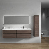 Seavv 84" Red Oak Wall Mounted Vanity with Reinforced Acrylic Sink - MEBO Building Materials