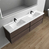 Seavv 84" Red Oak Wall Mounted Vanity with Reinforced Acrylic Sink - MEBO Building Materials