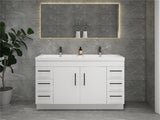 Arisa 60" Glossy White Freestanding Vanity With Single Acrylic sink - MEBO Building Materials