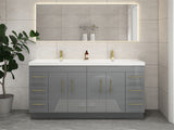 Arisa 72" Glossy Gray Freestanding Vanity With Double Acrylic sink - MEBO Building Materials