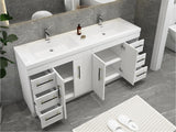 Arisa 72" Glossy White Freestanding Vanity With Double Acrylic sink - MEBO Building Materials