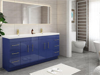 Arisa 72" Night Blue Freestanding Vanity With Double Acrylic sink - MEBO Building Materials
