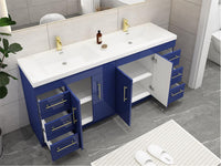 Arisa 72" Night Blue Freestanding Vanity With Double Acrylic sink - MEBO Building Materials