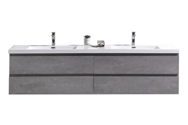 Moravia 84" Wall Mounted Modern Vanity With 4 Drawers and White Acrylic Double Sink - MEBO Building Materials