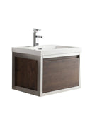 Laker 24 Wall Mounted Chrome Frame Vanity-Rosewood - MEBO Building Materials