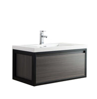 Laker 36 Wall Mounted Black Frame Vanity-Grey Oak - MEBO Building Materials